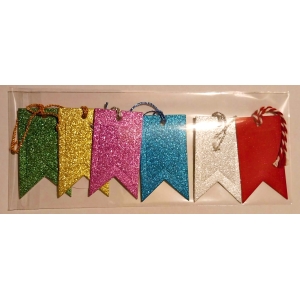 Glitter Gift Tags (pack of 6 assorted colours)